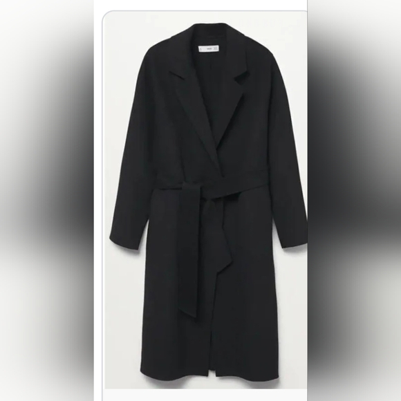 Mango Jackets & Blazers - Mango Handmade Wool Blend Black Wrap Coat